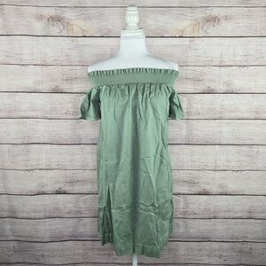Vineyard Vines Green Garment Dyed Madison Off The Shoulder Mini Dress Medium